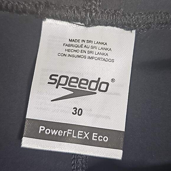 Speedo Powerflex Solid Jammer Swimsuit Black Shorts Mens Size 30 NWT - Picture 3 of 7